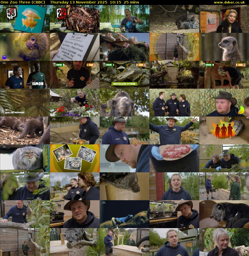 One Zoo Three (CBBC) Thursday 13 November 2025 10:15 - 10:40