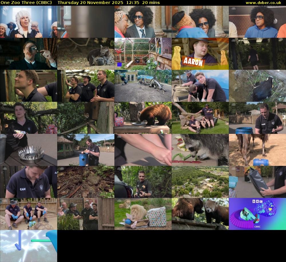 One Zoo Three (CBBC) Thursday 20 November 2025 12:35 - 12:55