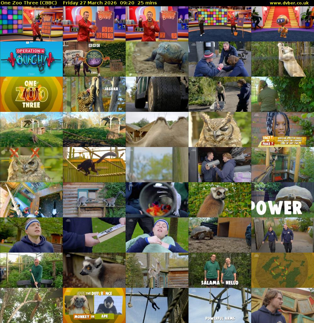 One Zoo Three (CBBC) Friday 27 March 2026 09:20 - 09:45