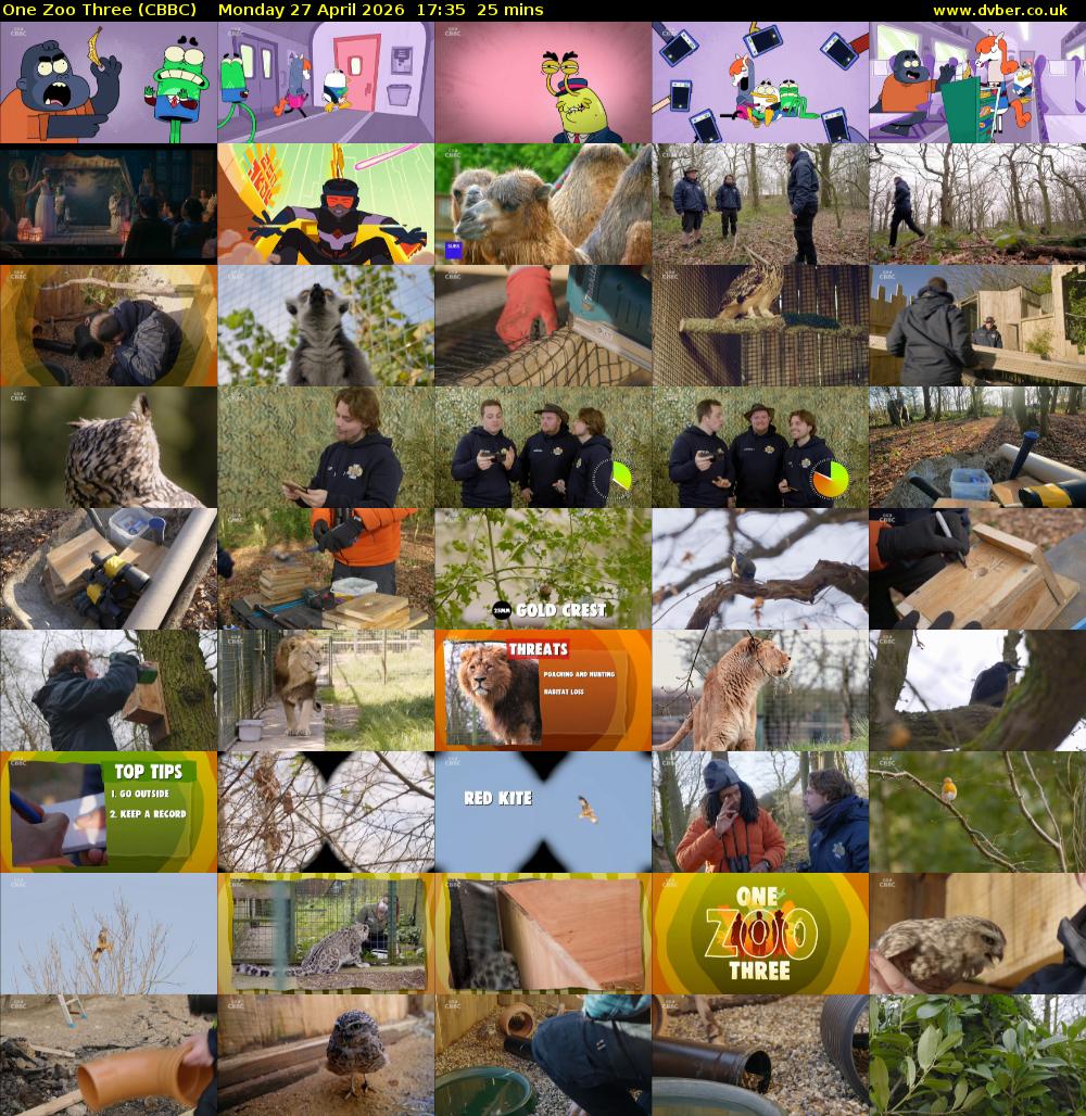 One Zoo Three (CBBC) Monday 27 April 2026 17:35 - 18:00