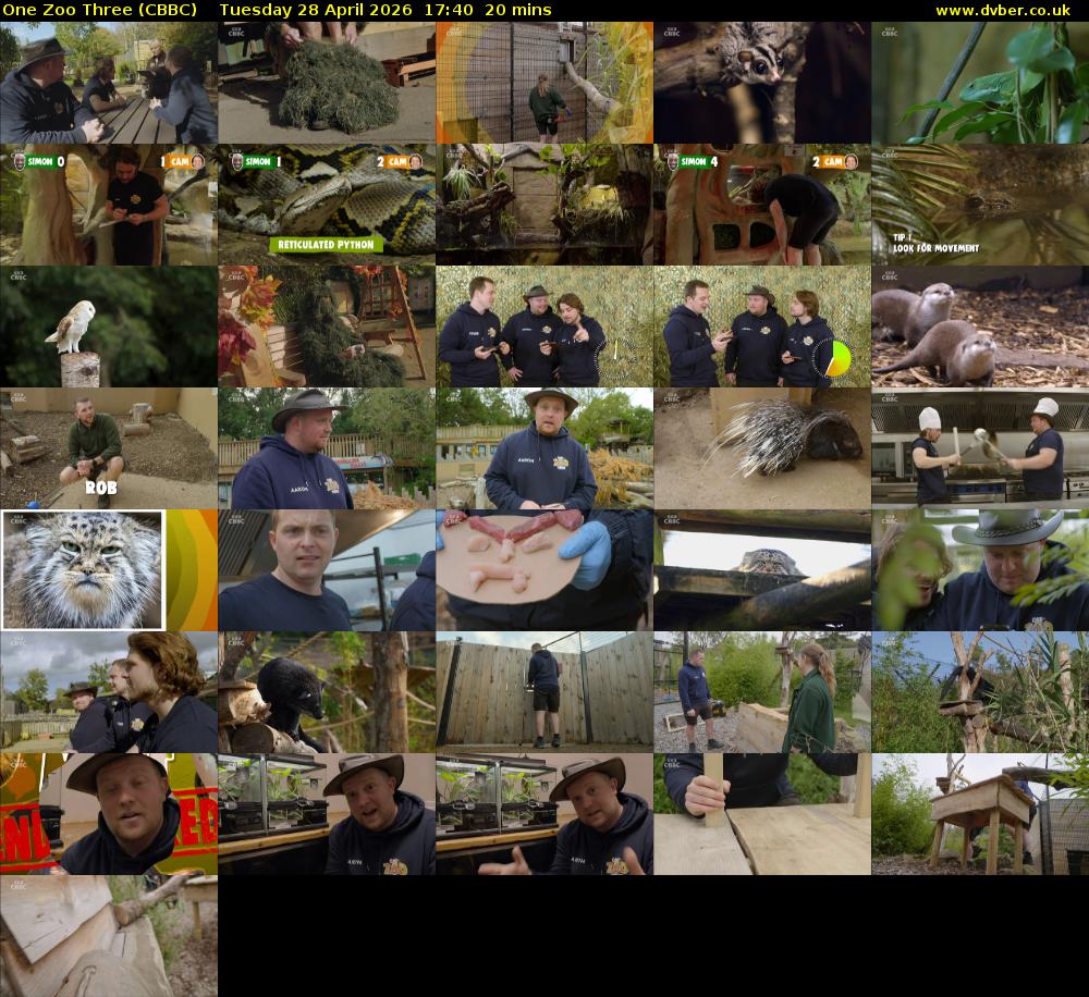 One Zoo Three (CBBC) Tuesday 28 April 2026 17:40 - 18:00
