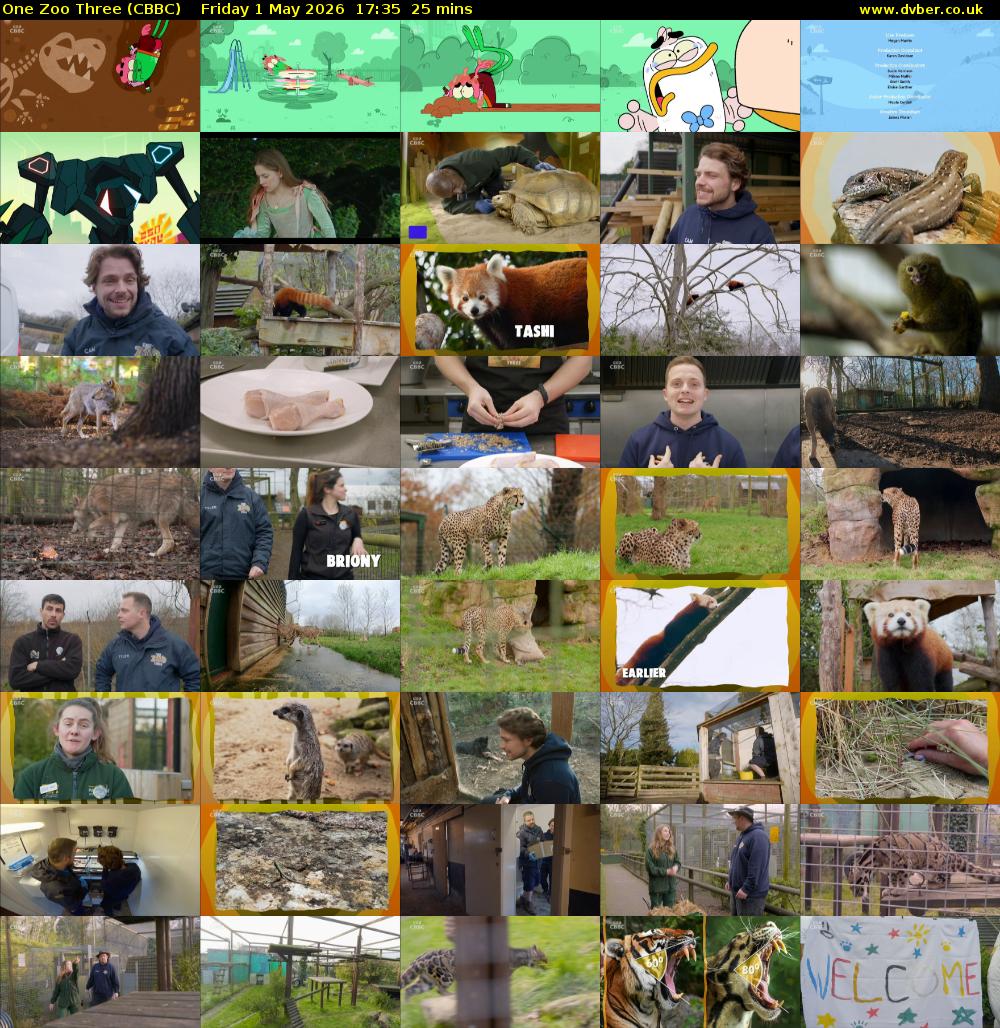 One Zoo Three (CBBC) Friday 1 May 2026 17:35 - 18:00