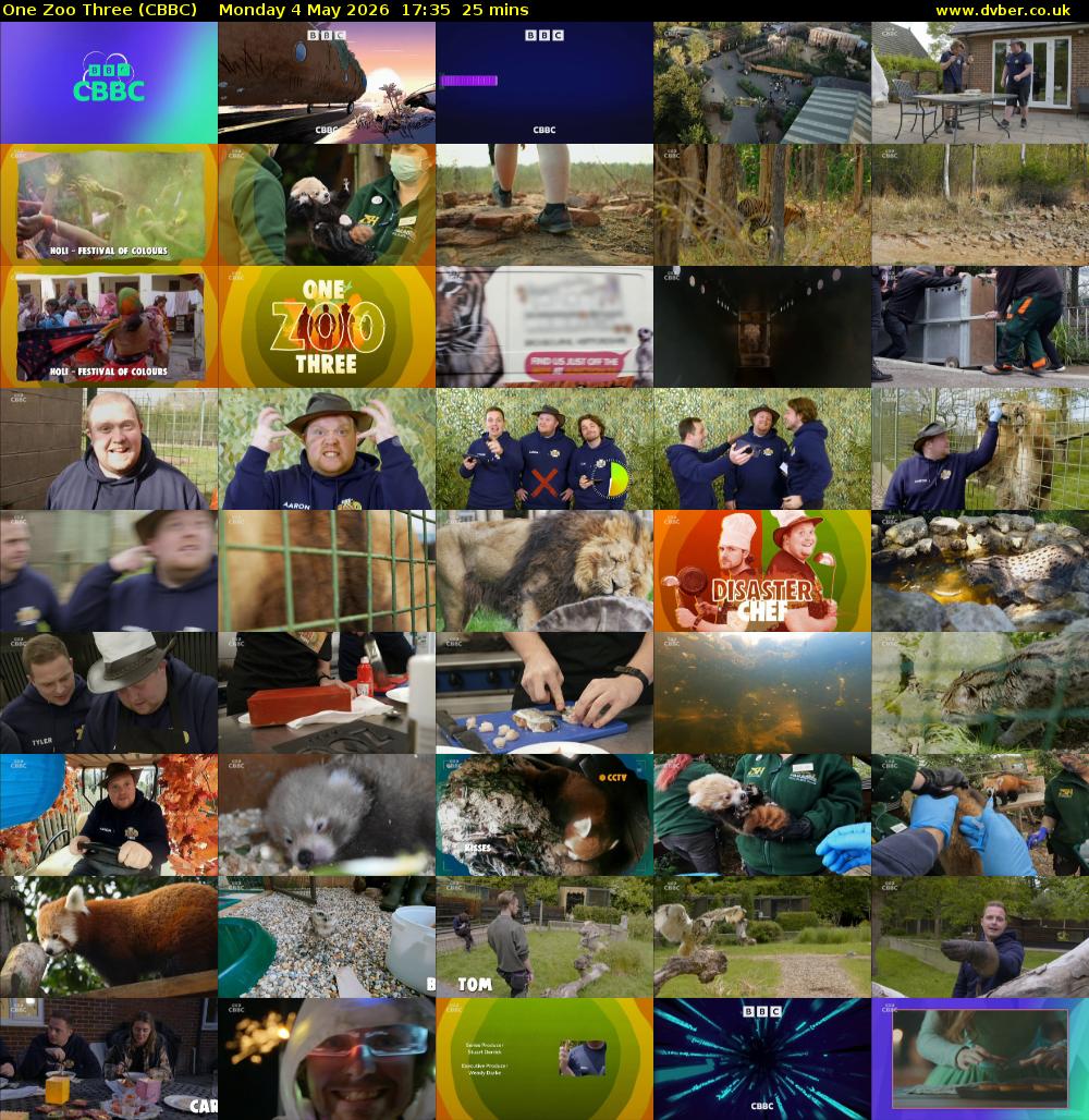 One Zoo Three (CBBC) Monday 4 May 2026 17:35 - 18:00