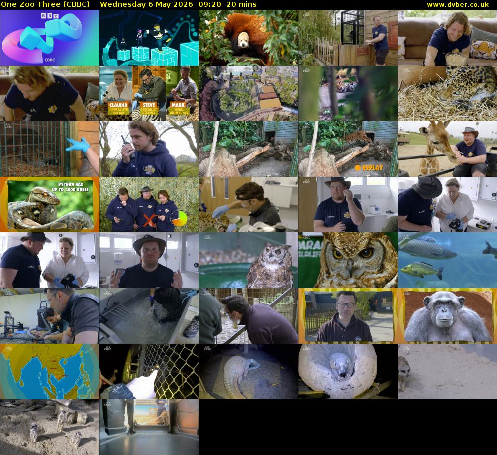 One Zoo Three (CBBC) Wednesday 6 May 2026 09:20 - 09:40