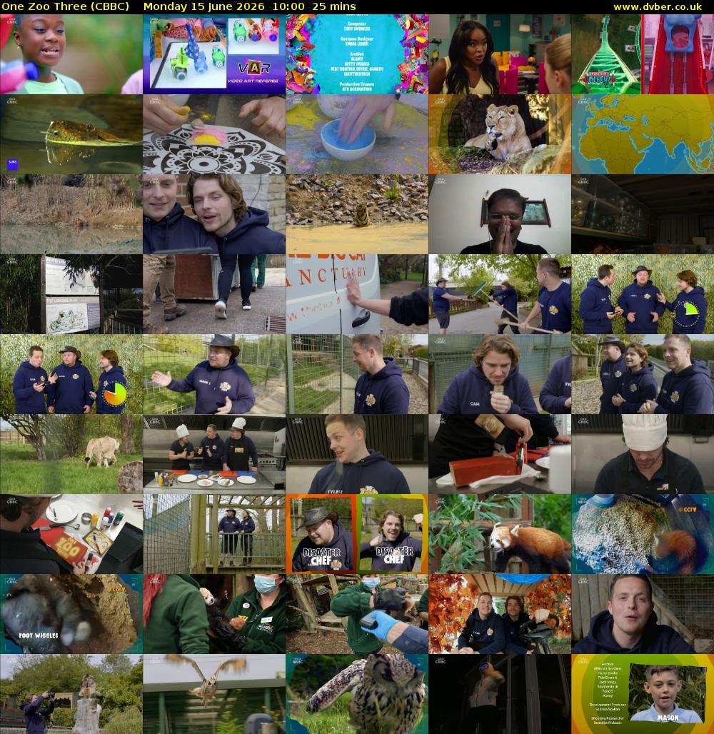 One Zoo Three (CBBC) Monday 15 June 2026 10:00 - 10:25