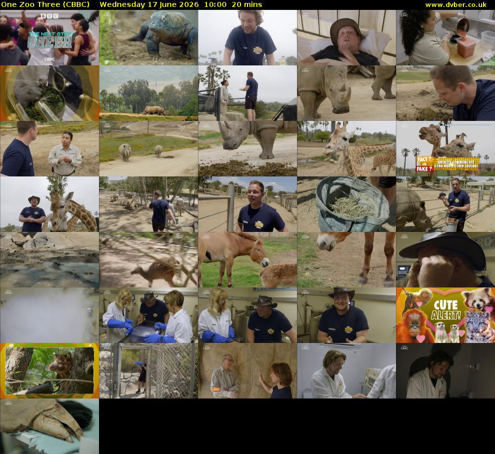 One Zoo Three (CBBC) Wednesday 17 June 2026 10:00 - 10:20