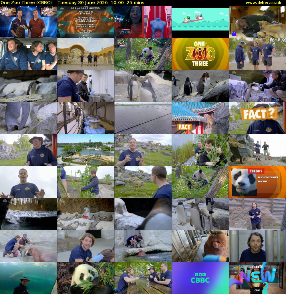 One Zoo Three (CBBC) Tuesday 30 June 2026 10:00 - 10:25