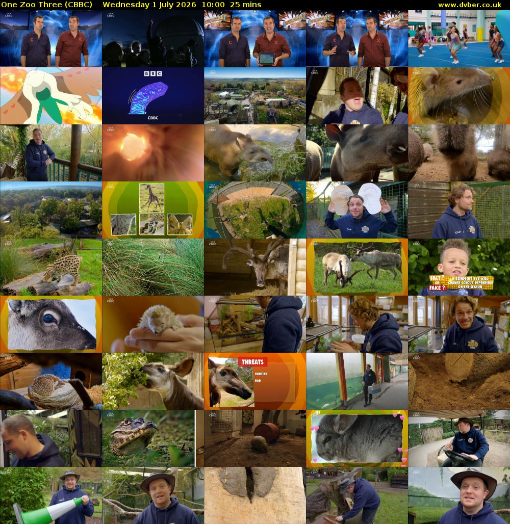 One Zoo Three (CBBC) Wednesday 1 July 2026 10:00 - 10:25