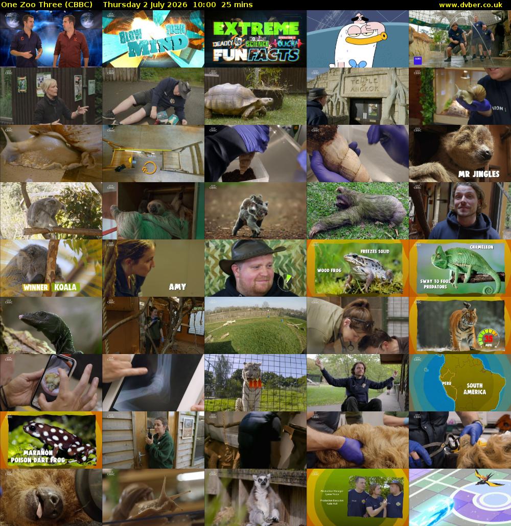 One Zoo Three (CBBC) Thursday 2 July 2026 10:00 - 10:25