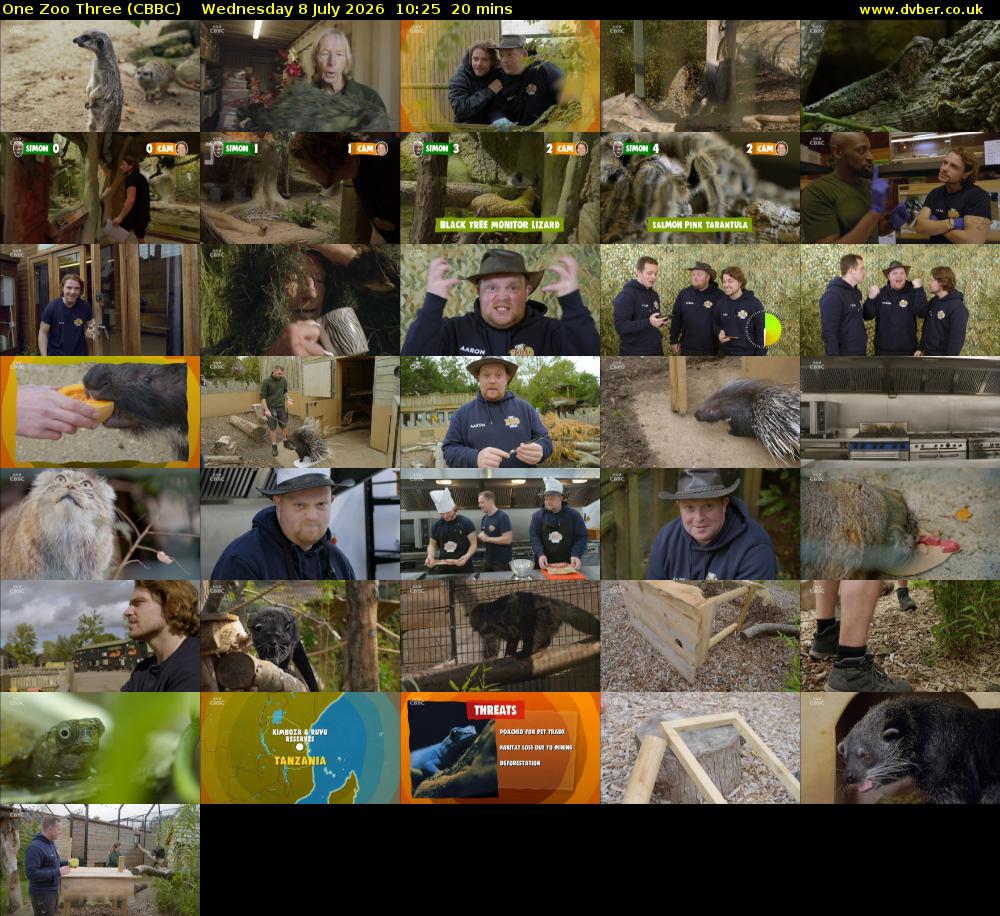 One Zoo Three (CBBC) Wednesday 8 July 2026 10:25 - 10:45