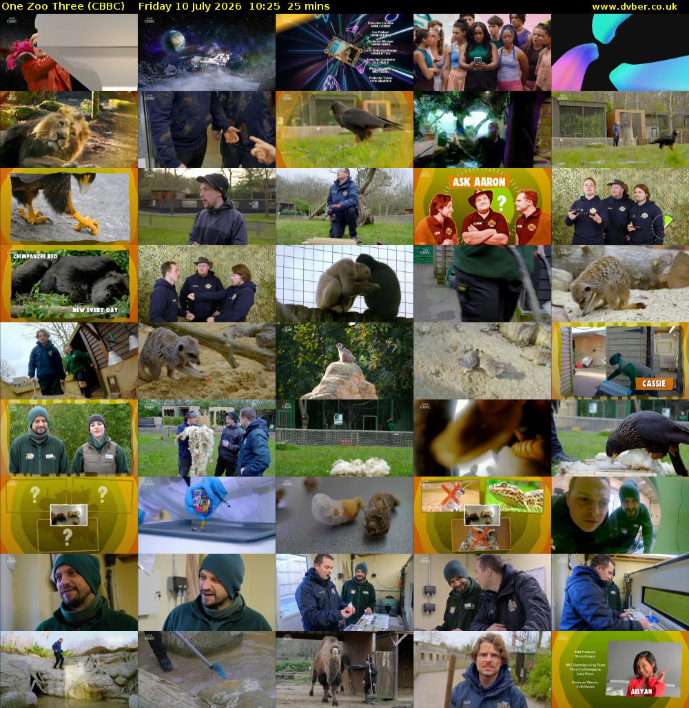 One Zoo Three (CBBC) Friday 10 July 2026 10:25 - 10:50