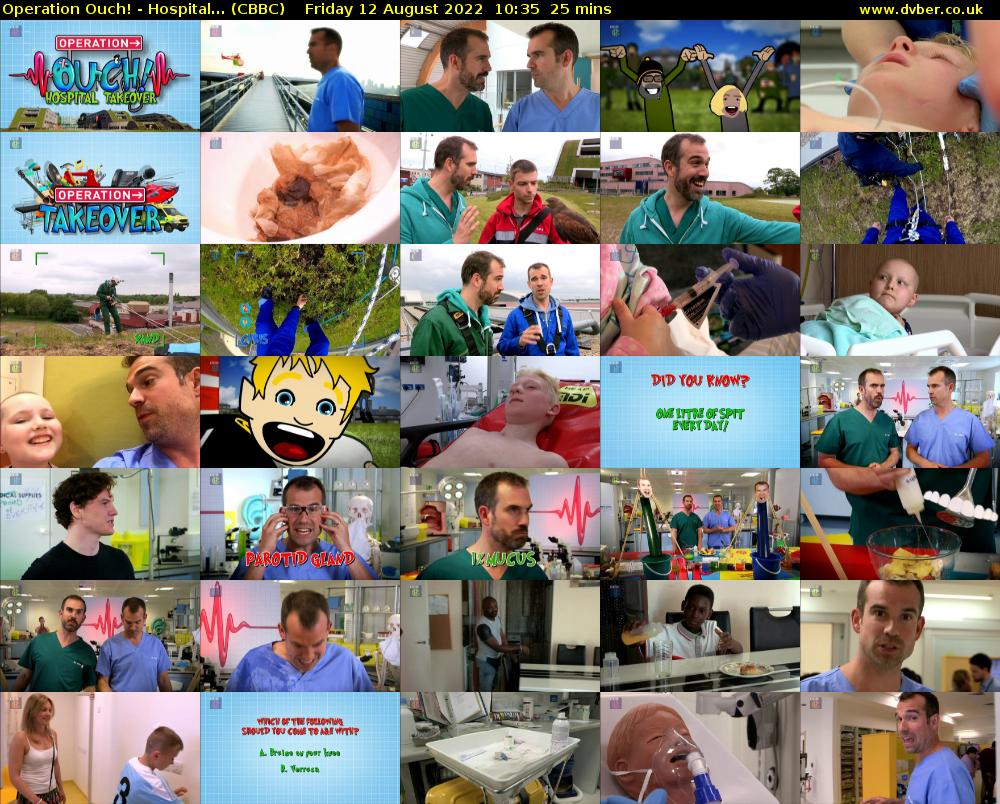Operation Ouch! - Hospital... (CBBC) Friday 12 August 2022 10:35 - 11:00