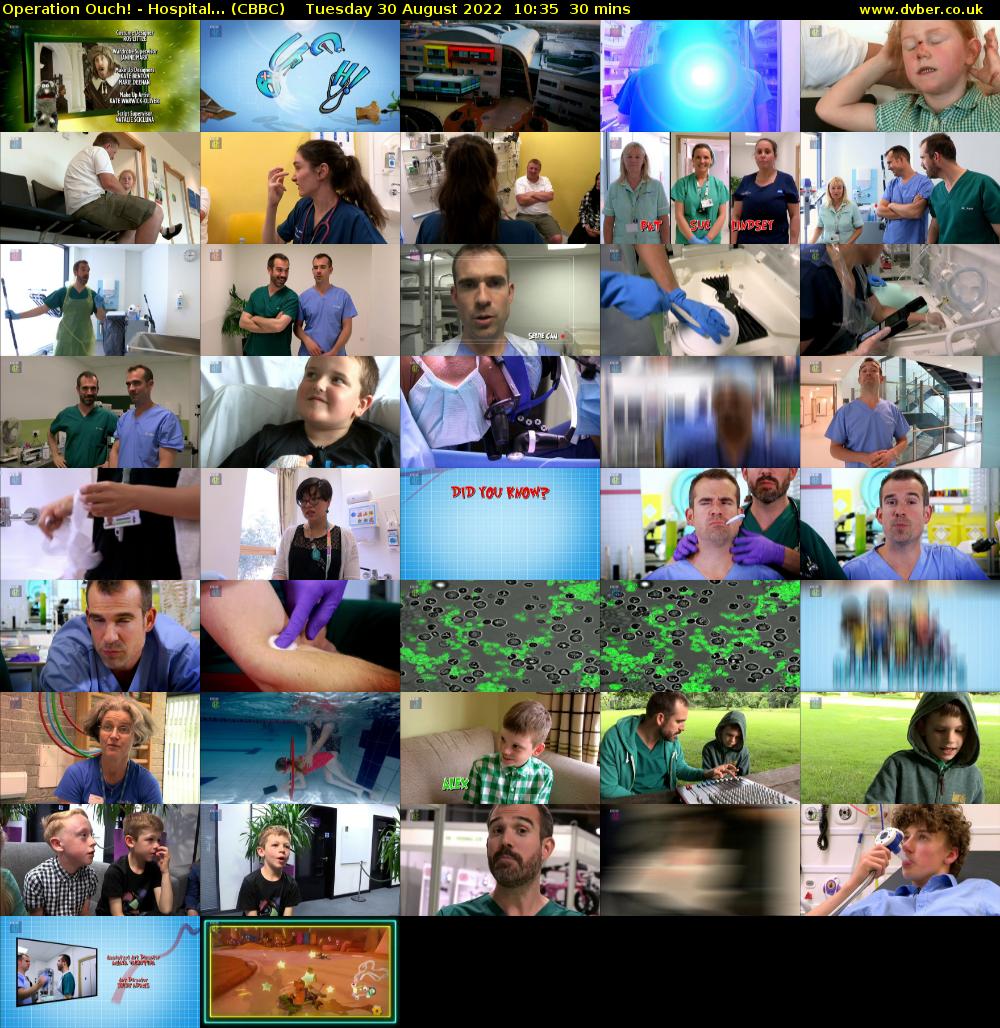 Operation Ouch! - Hospital... (CBBC) Tuesday 30 August 2022 10:35 - 11:05