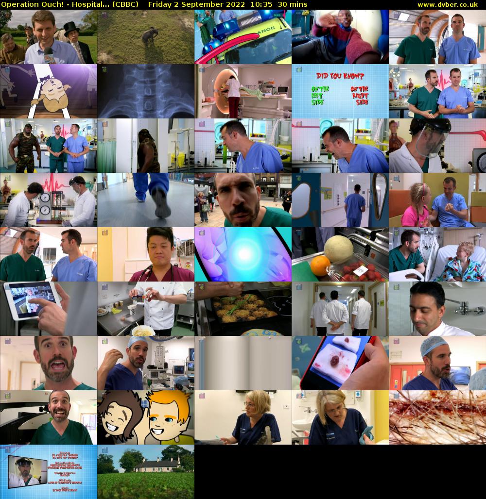 Operation Ouch! - Hospital... (CBBC) Friday 2 September 2022 10:35 - 11:05