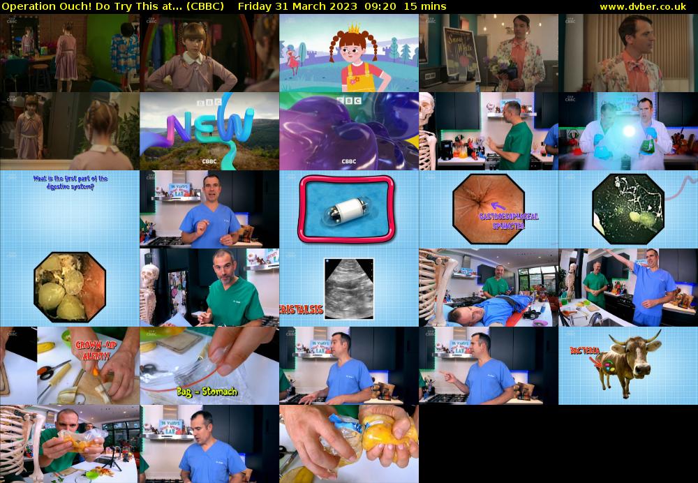 Operation Ouch! Do Try This at... (CBBC) Friday 31 March 2023 09:20 - 09:35