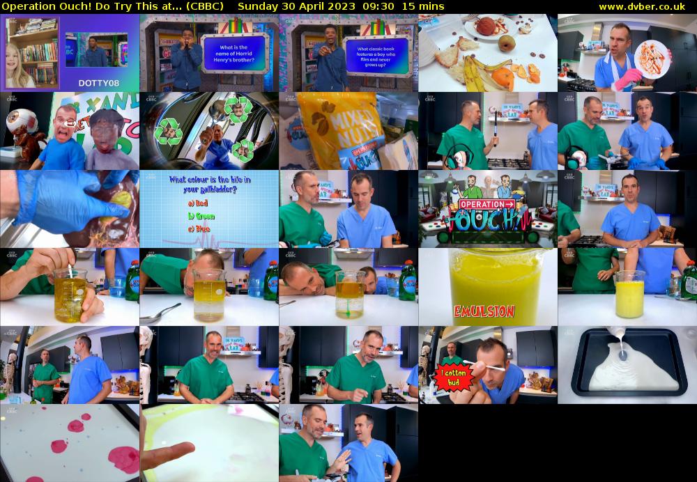 Operation Ouch! Do Try This at... (CBBC) Sunday 30 April 2023 09:30 - 09:45