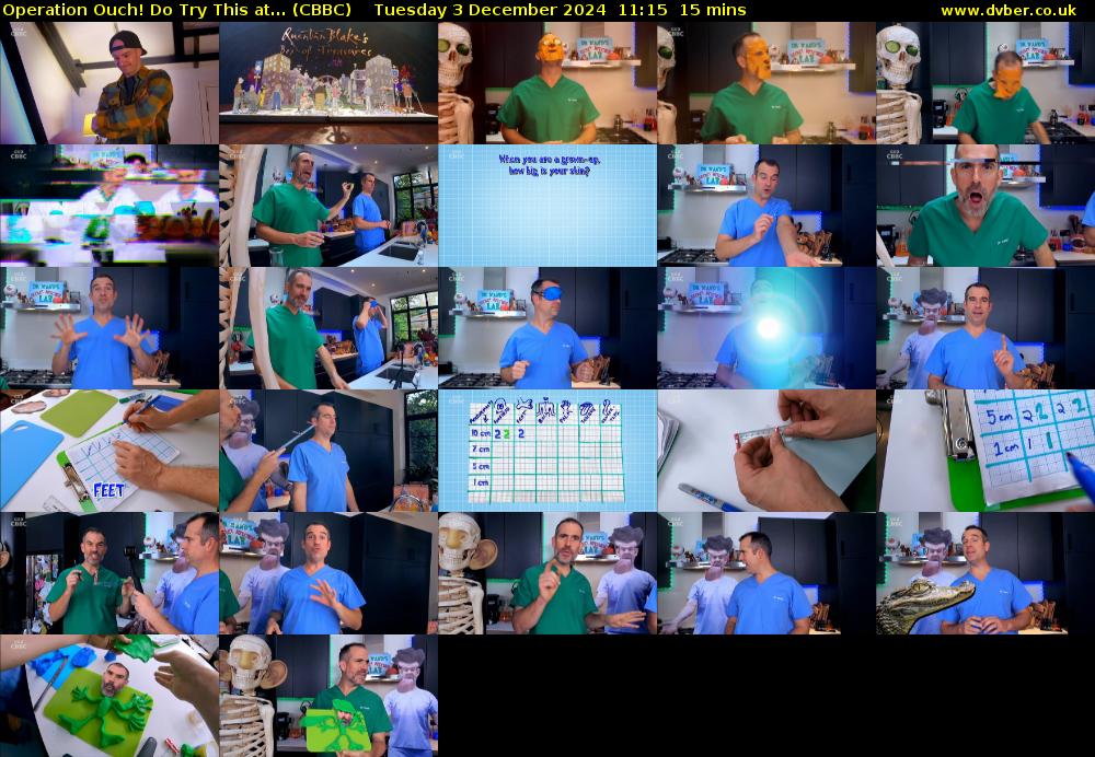 Operation Ouch! Do Try This at... (CBBC) Tuesday 3 December 2024 11:15 - 11:30