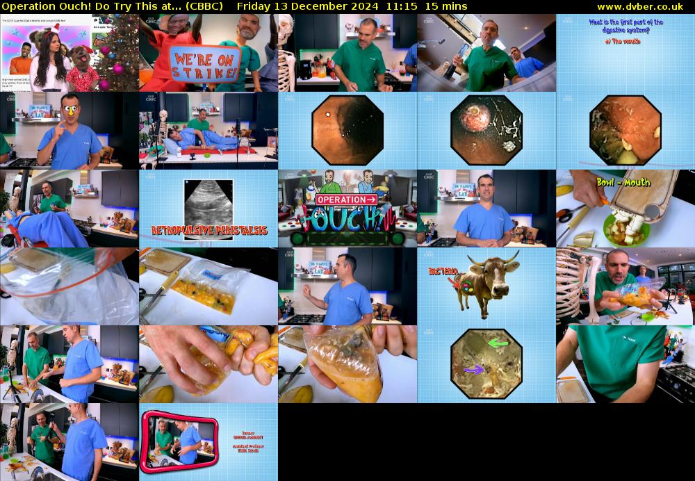 Operation Ouch! Do Try This at... (CBBC) Friday 13 December 2024 11:15 - 11:30