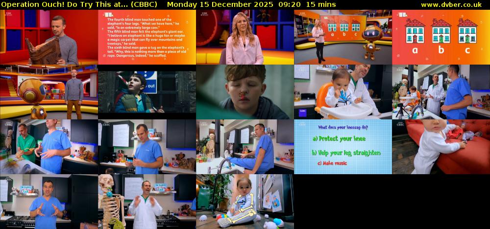Operation Ouch! Do Try This at... (CBBC) Monday 15 December 2025 09:20 - 09:35