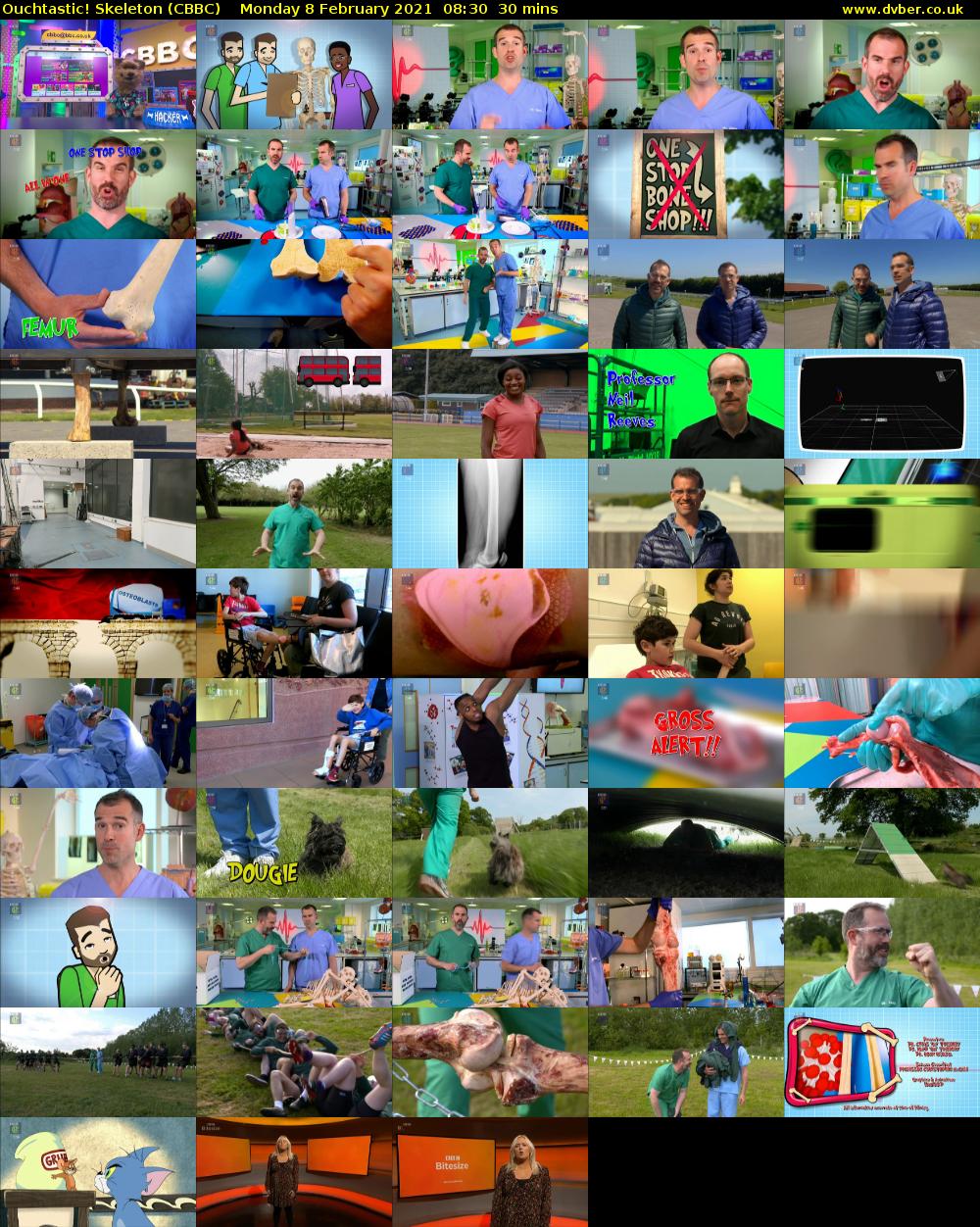 Ouchtastic! Skeleton (CBBC) Monday 8 February 2021 08:30 - 09:00