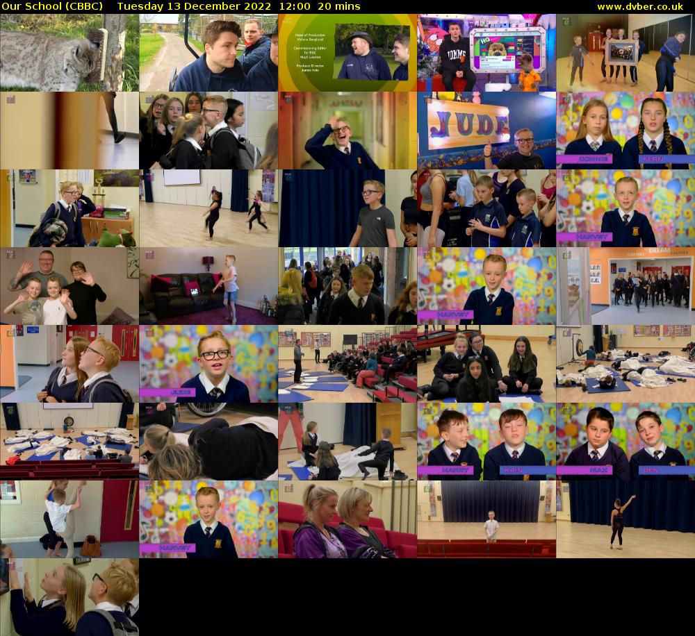 Our School (CBBC) Tuesday 13 December 2022 12:00 - 12:20