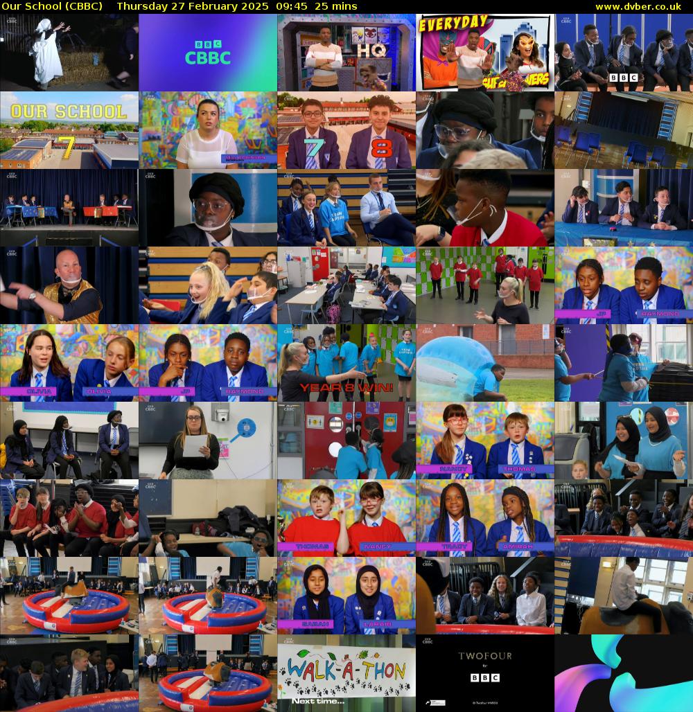 Our School (CBBC) Thursday 27 February 2025 09:45 - 10:10