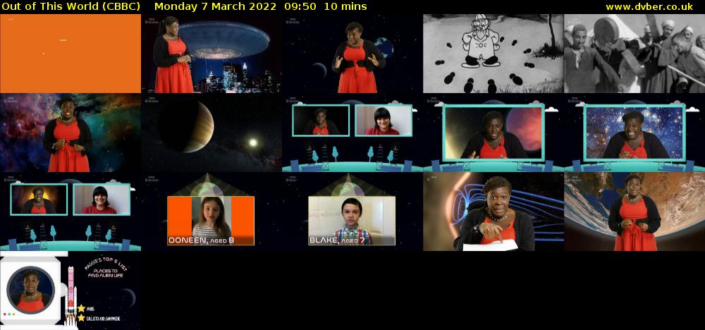 Out of This World (CBBC) Monday 7 March 2022 09:50 - 10:00