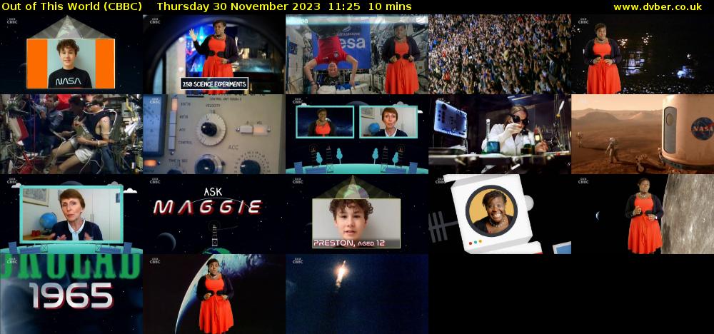 Out of This World (CBBC) Thursday 30 November 2023 11:25 - 11:35