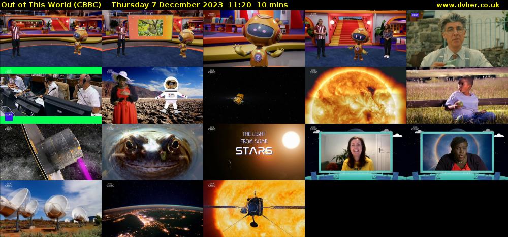 Out of This World (CBBC) Thursday 7 December 2023 11:20 - 11:30