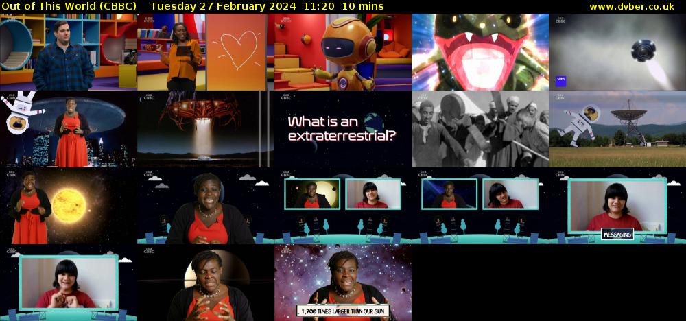Out of This World (CBBC) Tuesday 27 February 2024 11:20 - 11:30