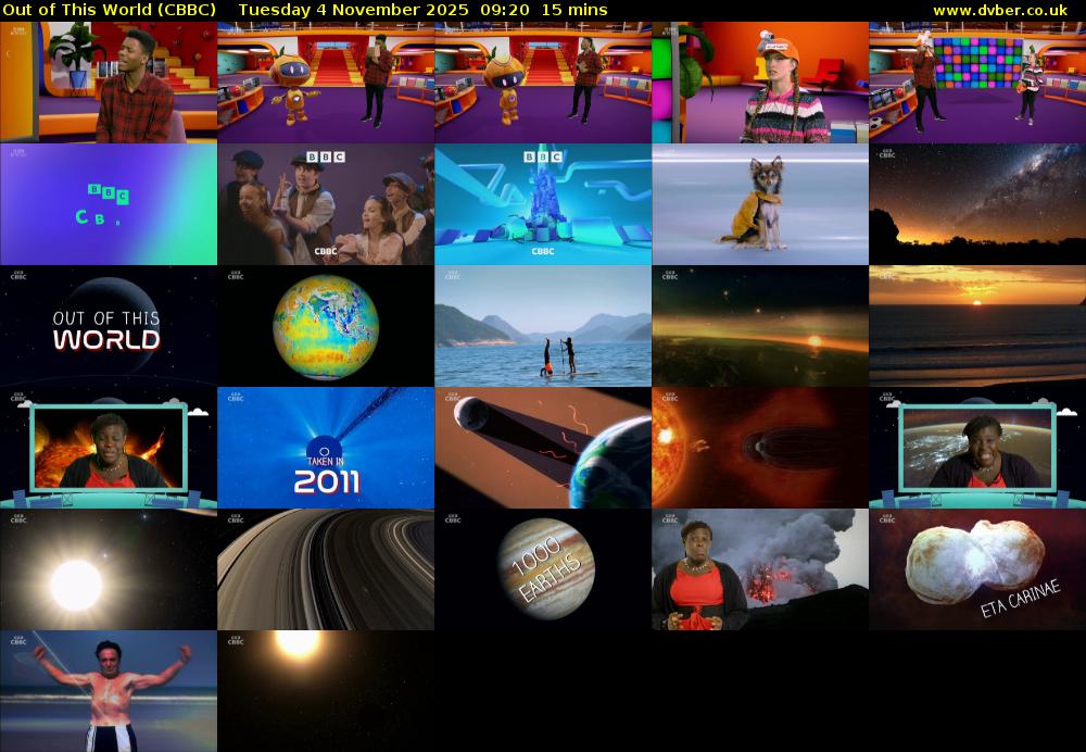 Out of This World (CBBC) Tuesday 4 November 2025 09:20 - 09:35