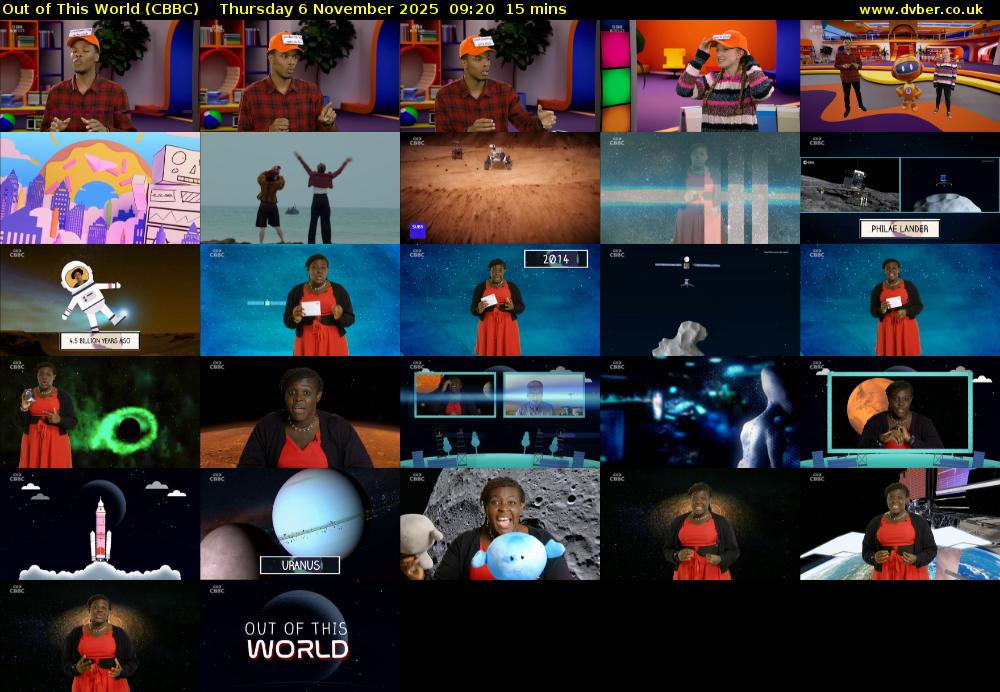 Out of This World (CBBC) Thursday 6 November 2025 09:20 - 09:35