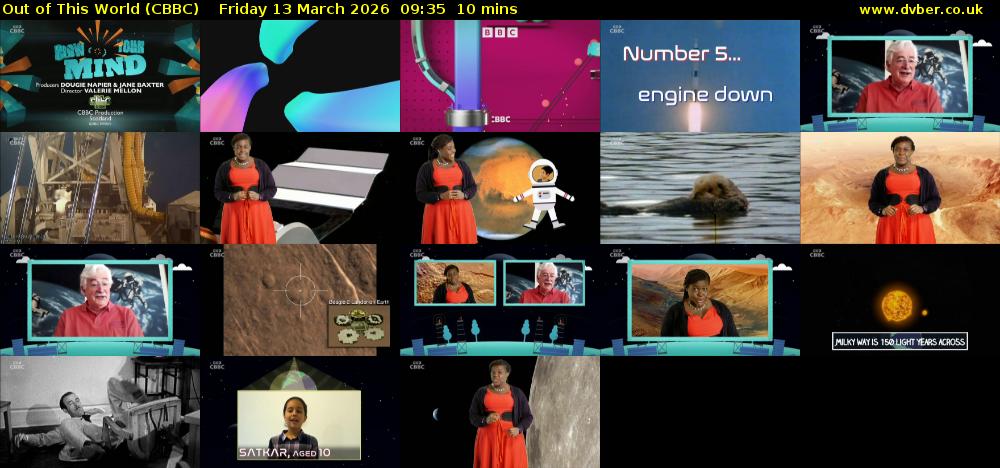Out of This World (CBBC) Friday 13 March 2026 09:35 - 09:45