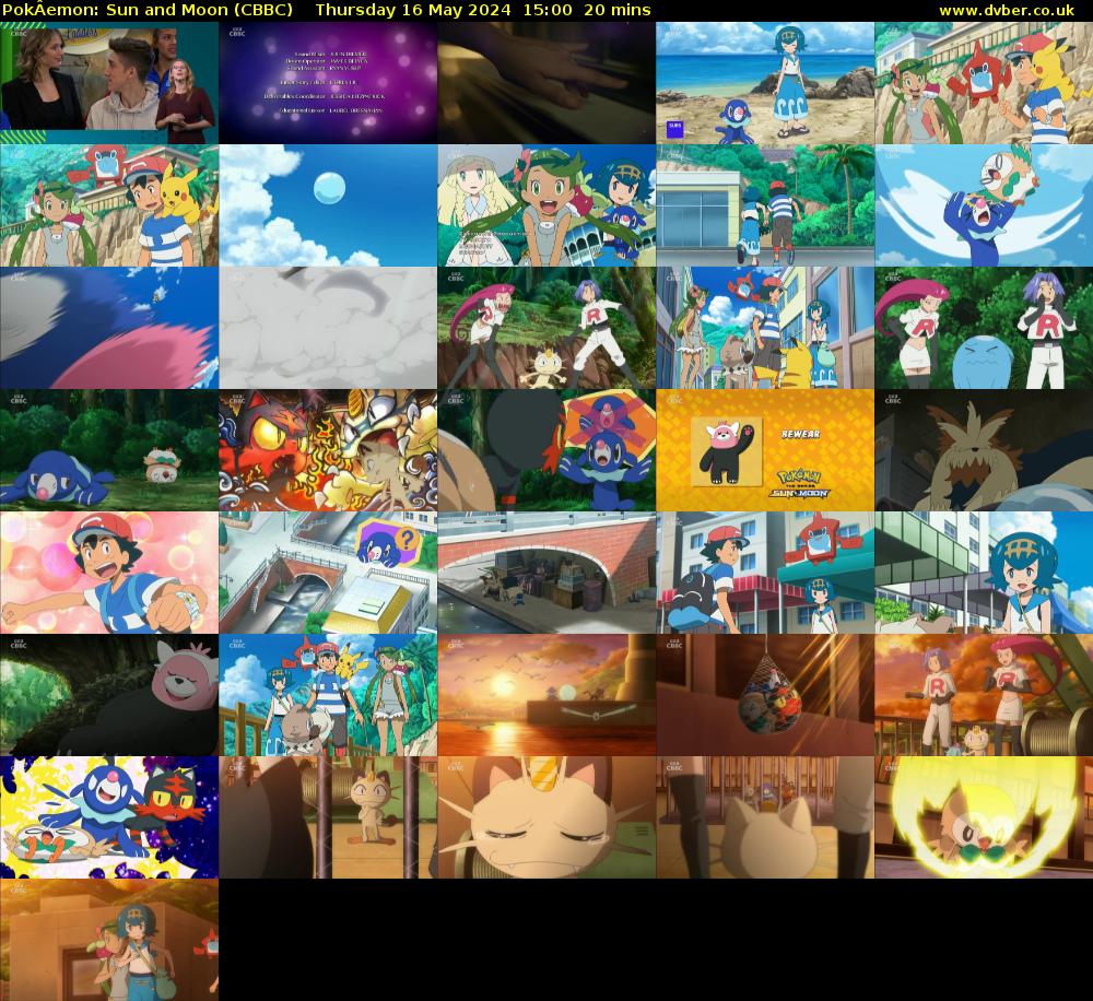 PokÂemon: Sun and Moon (CBBC) Thursday 16 May 2024 15:00 - 15:20