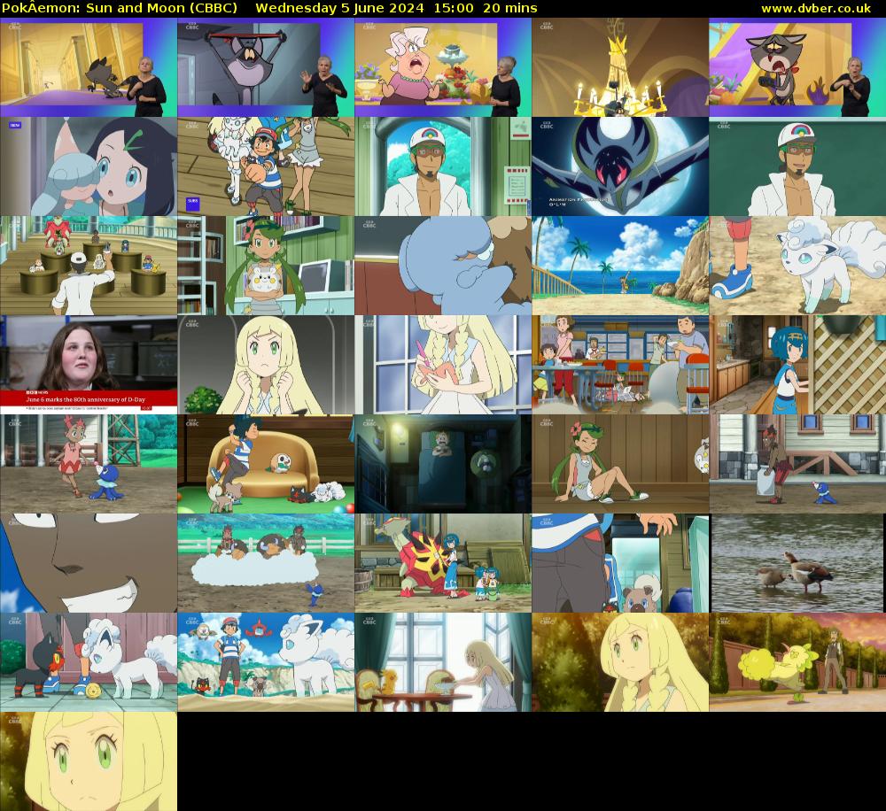 PokÂemon: Sun and Moon (CBBC) Wednesday 5 June 2024 15:00 - 15:20