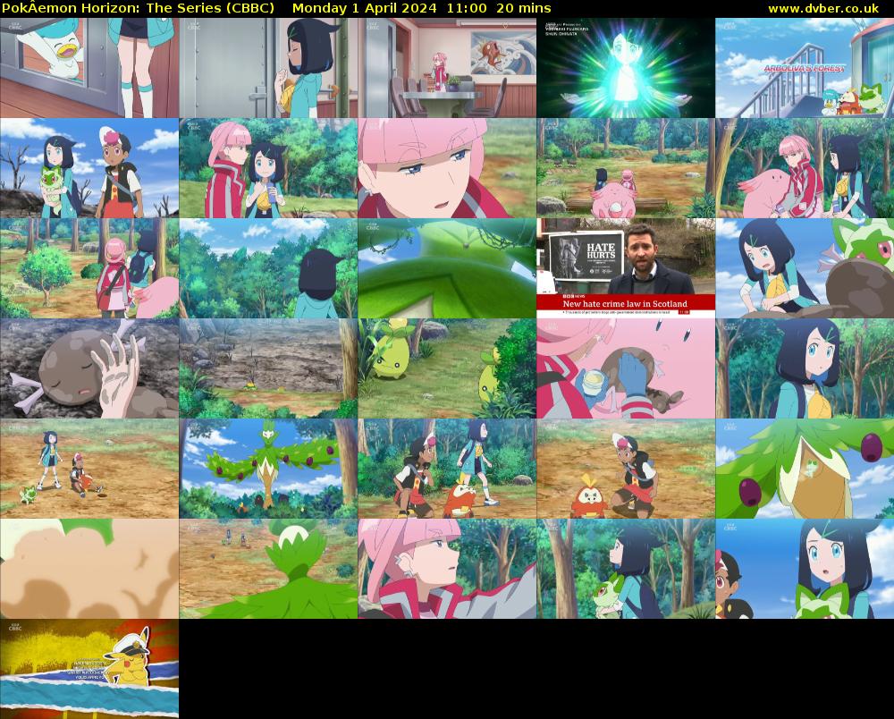 PokÂemon Horizon: The Series (CBBC) Monday 1 April 2024 11:00 - 11:20