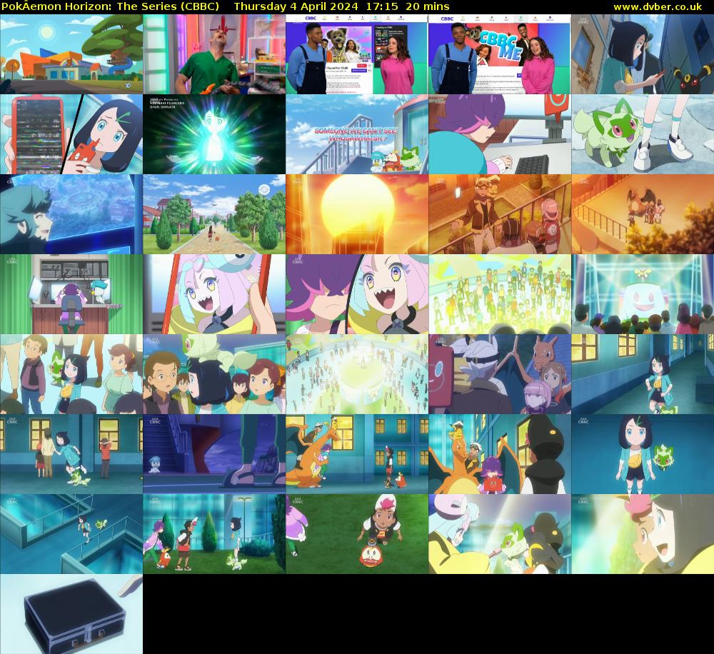 PokÂemon Horizon: The Series (CBBC) Thursday 4 April 2024 17:15 - 17:35