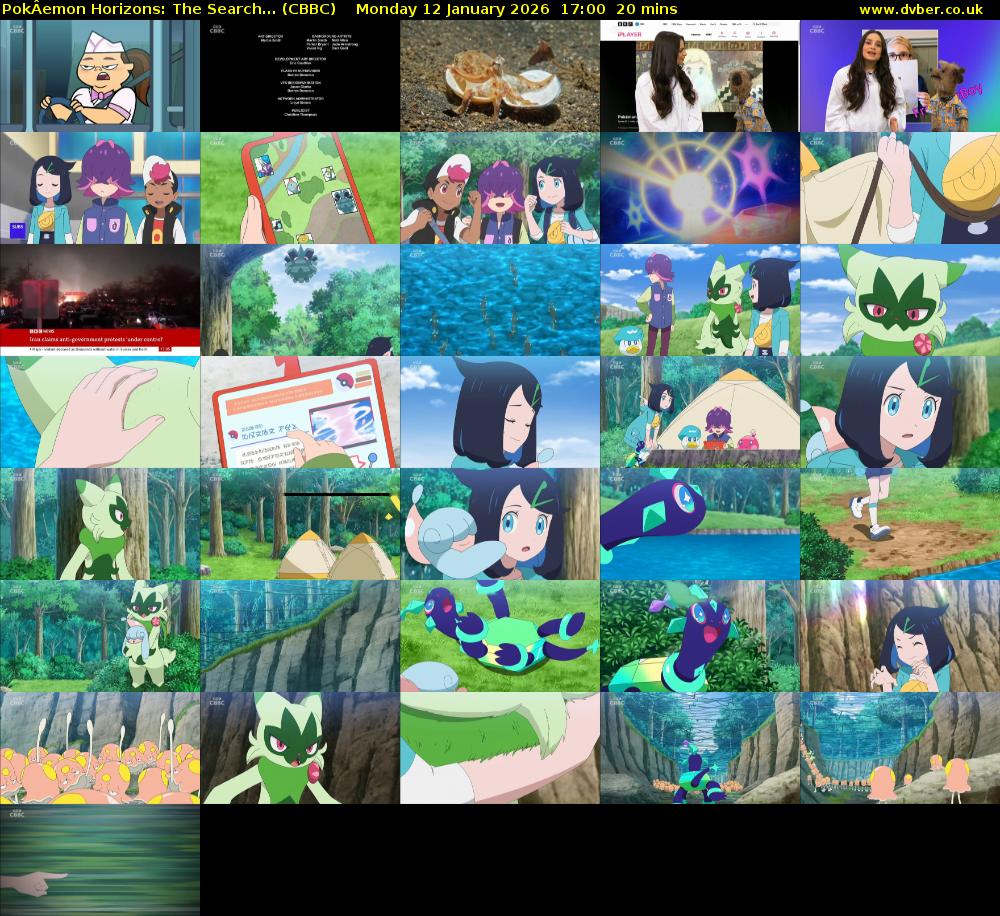 PokÂemon Horizons: The Search... (CBBC) Monday 12 January 2026 17:00 - 17:20