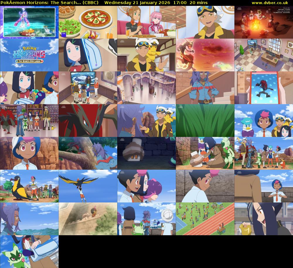 PokÂemon Horizons: The Search... (CBBC) Wednesday 21 January 2026 17:00 - 17:20