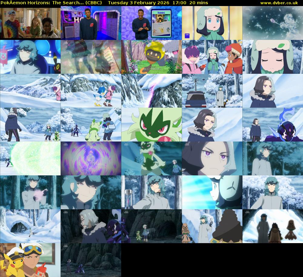 PokÂemon Horizons: The Search... (CBBC) Tuesday 3 February 2026 17:00 - 17:20