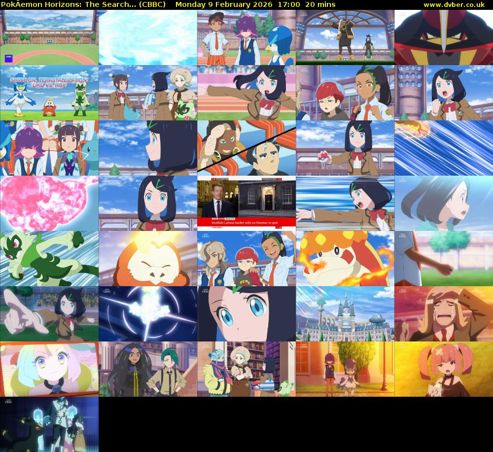 PokÂemon Horizons: The Search... (CBBC) Monday 9 February 2026 17:00 - 17:20