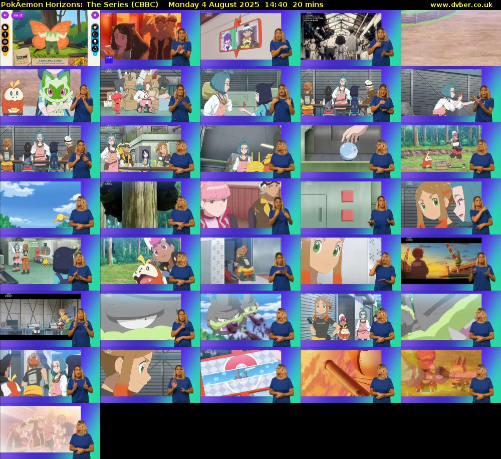 PokÂemon Horizons: The Series (CBBC) Monday 4 August 2025 14:40 - 15:00