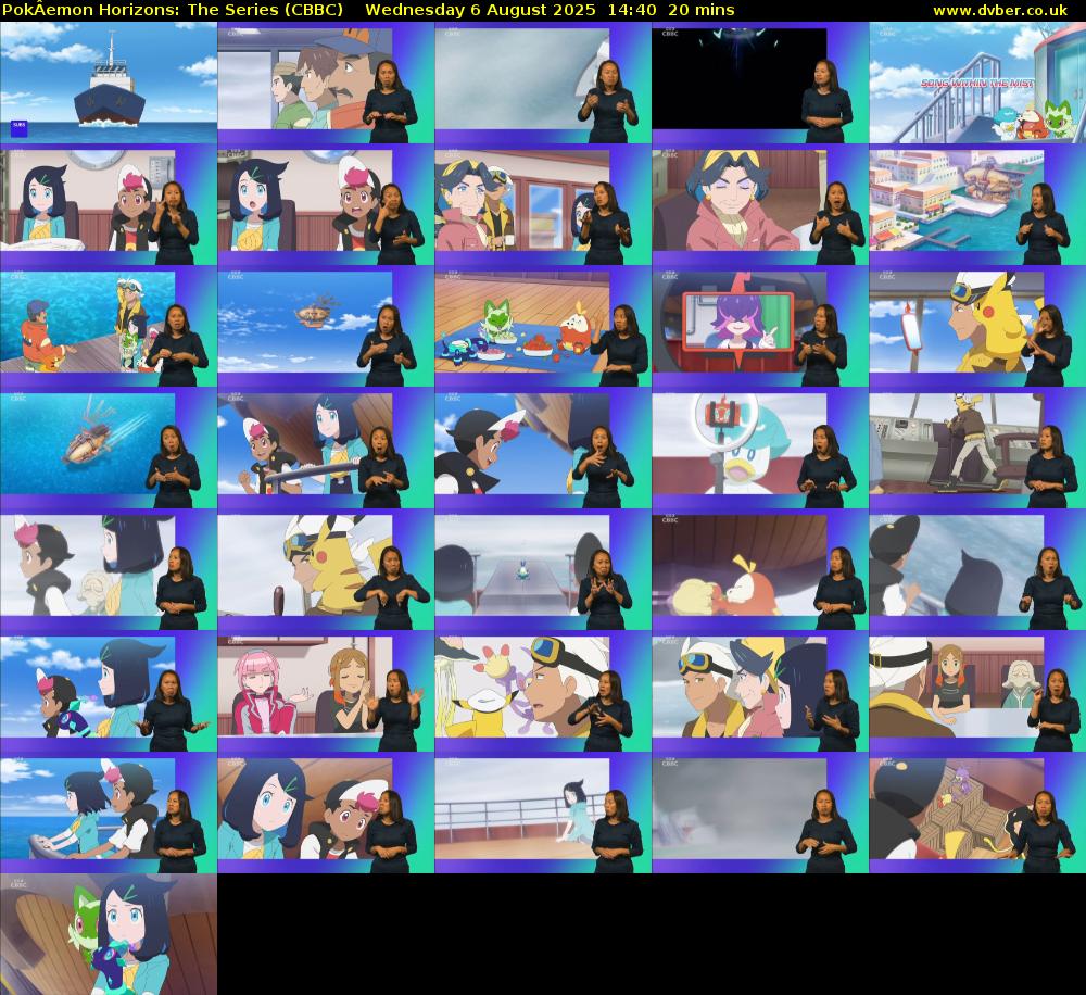 PokÂemon Horizons: The Series (CBBC) Wednesday 6 August 2025 14:40 - 15:00