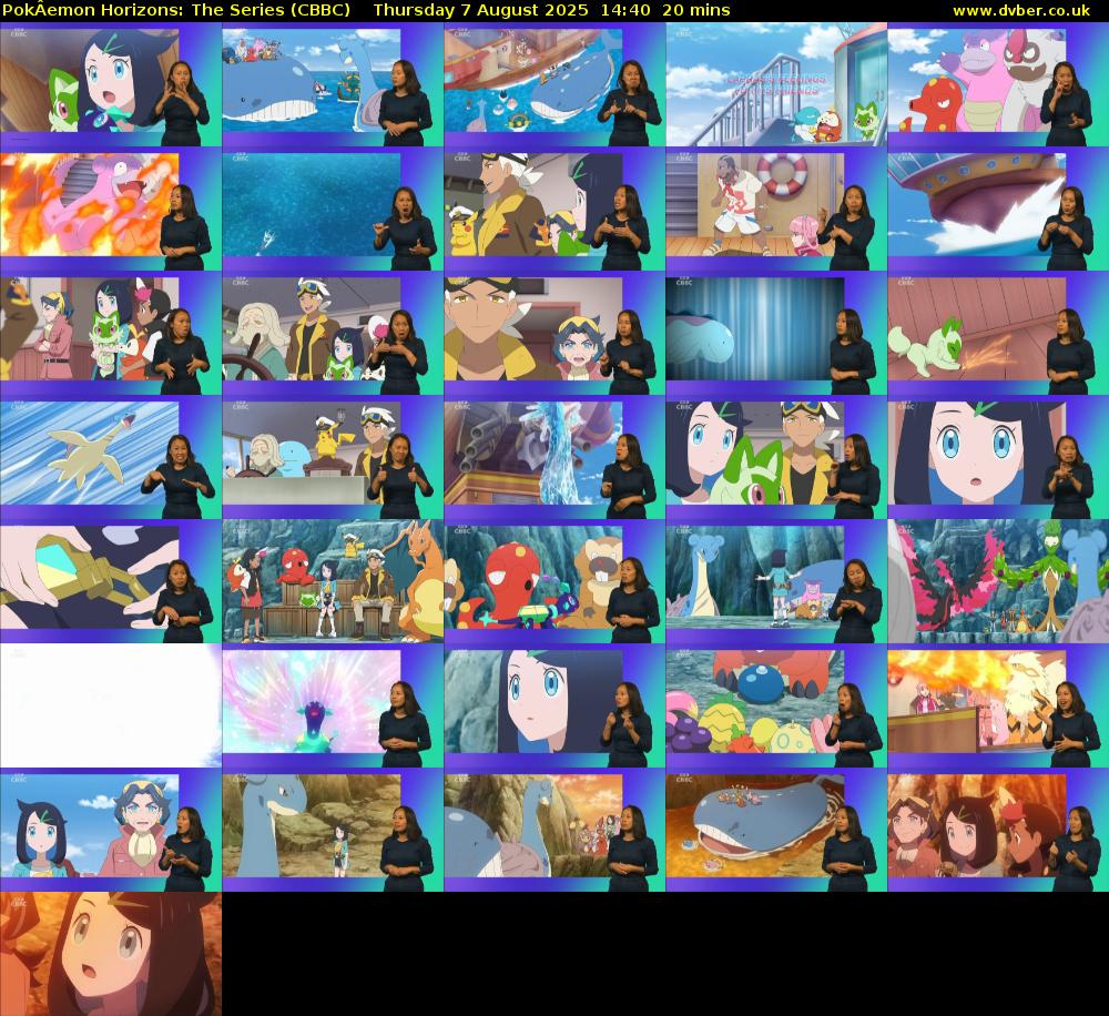 PokÂemon Horizons: The Series (CBBC) Thursday 7 August 2025 14:40 - 15:00