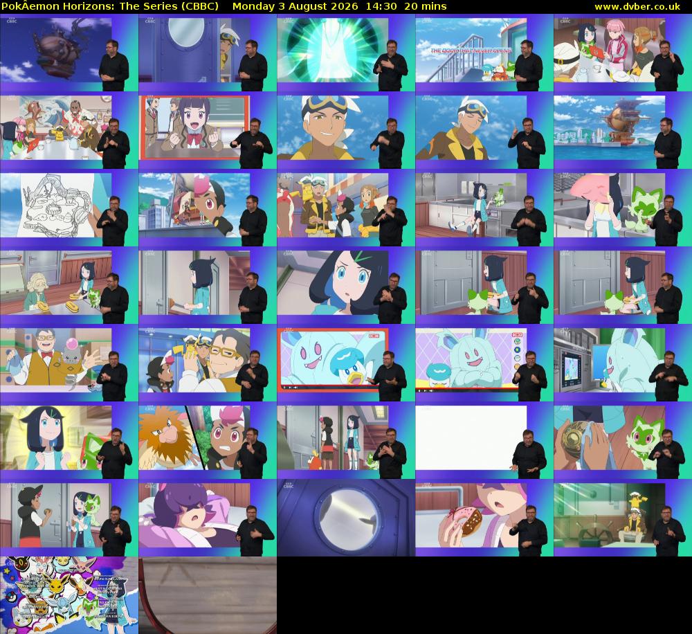 PokÂemon Horizons: The Series (CBBC) Monday 3 August 2026 14:30 - 14:50