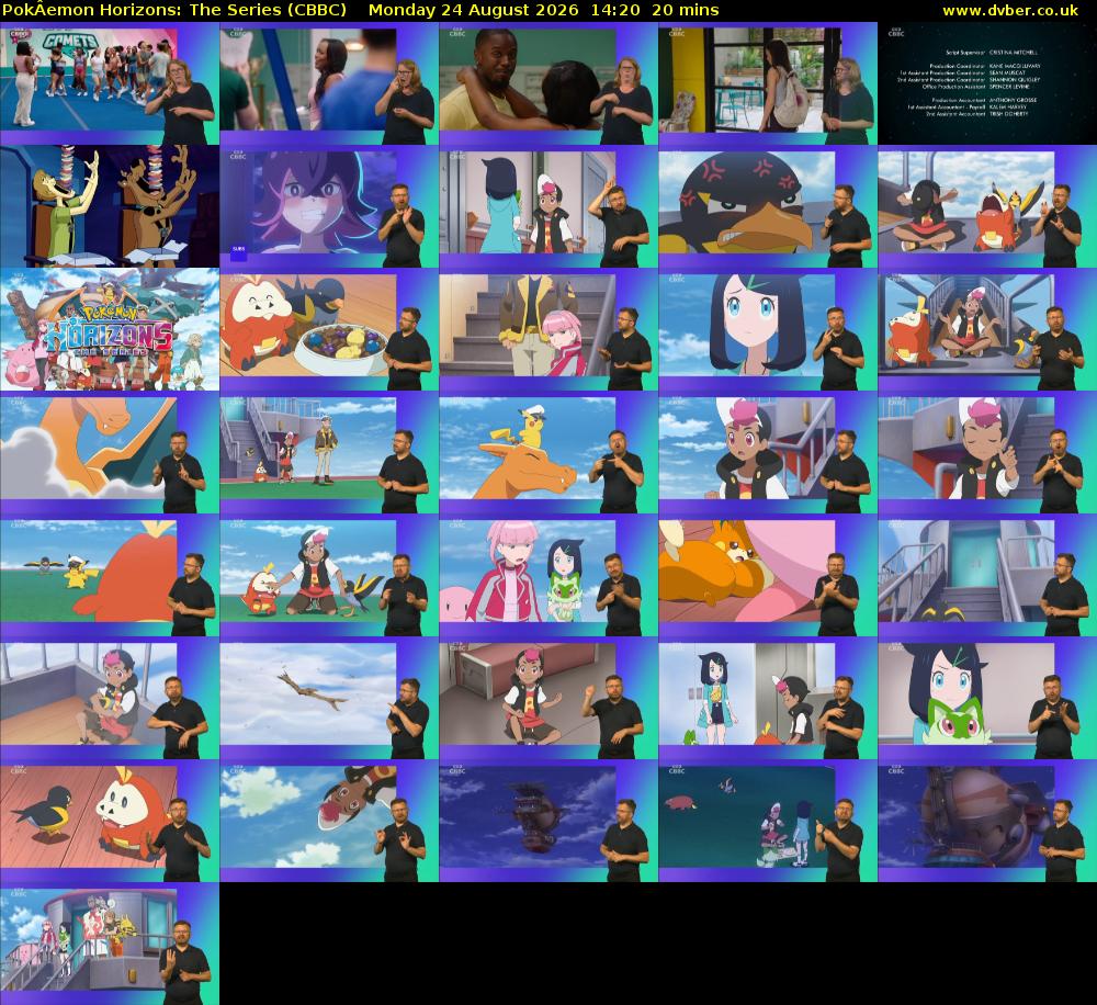 PokÂemon Horizons: The Series (CBBC) Monday 24 August 2026 14:20 - 14:40