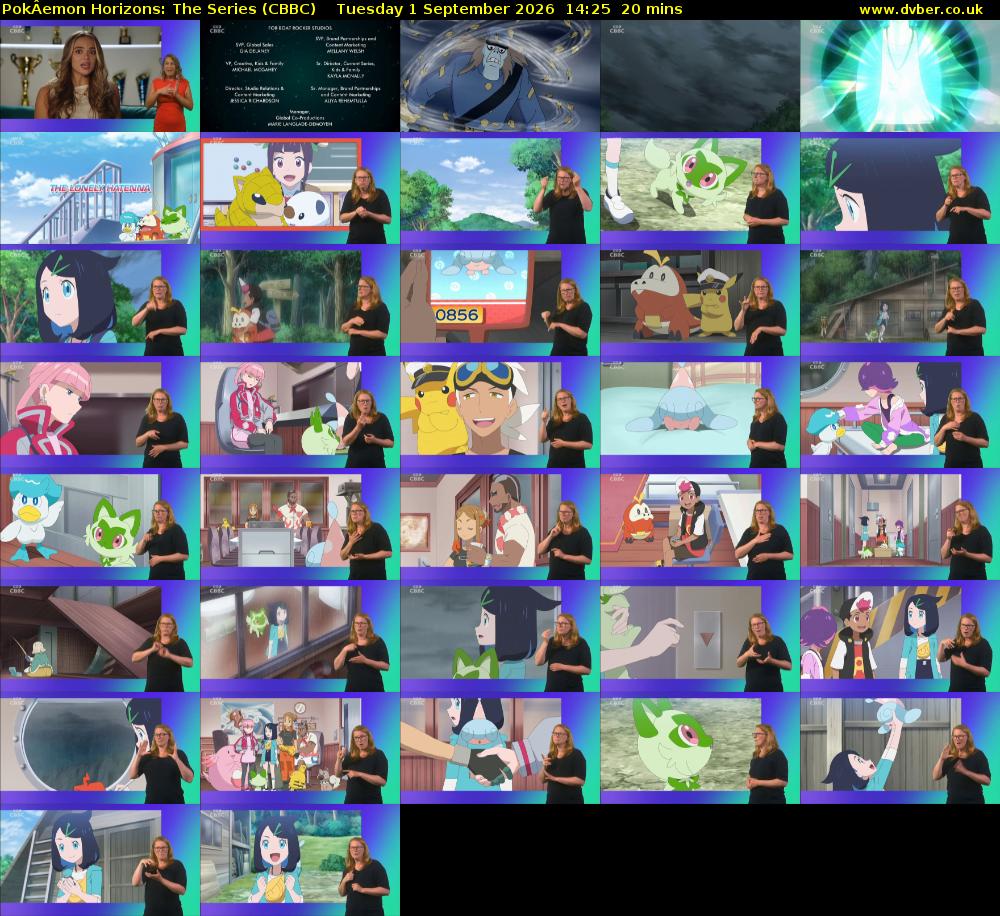 PokÂemon Horizons: The Series (CBBC) Tuesday 1 September 2026 14:25 - 14:45