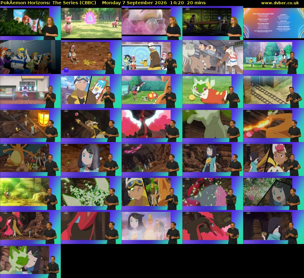 PokÂemon Horizons: The Series (CBBC) Monday 7 September 2026 14:20 - 14:40