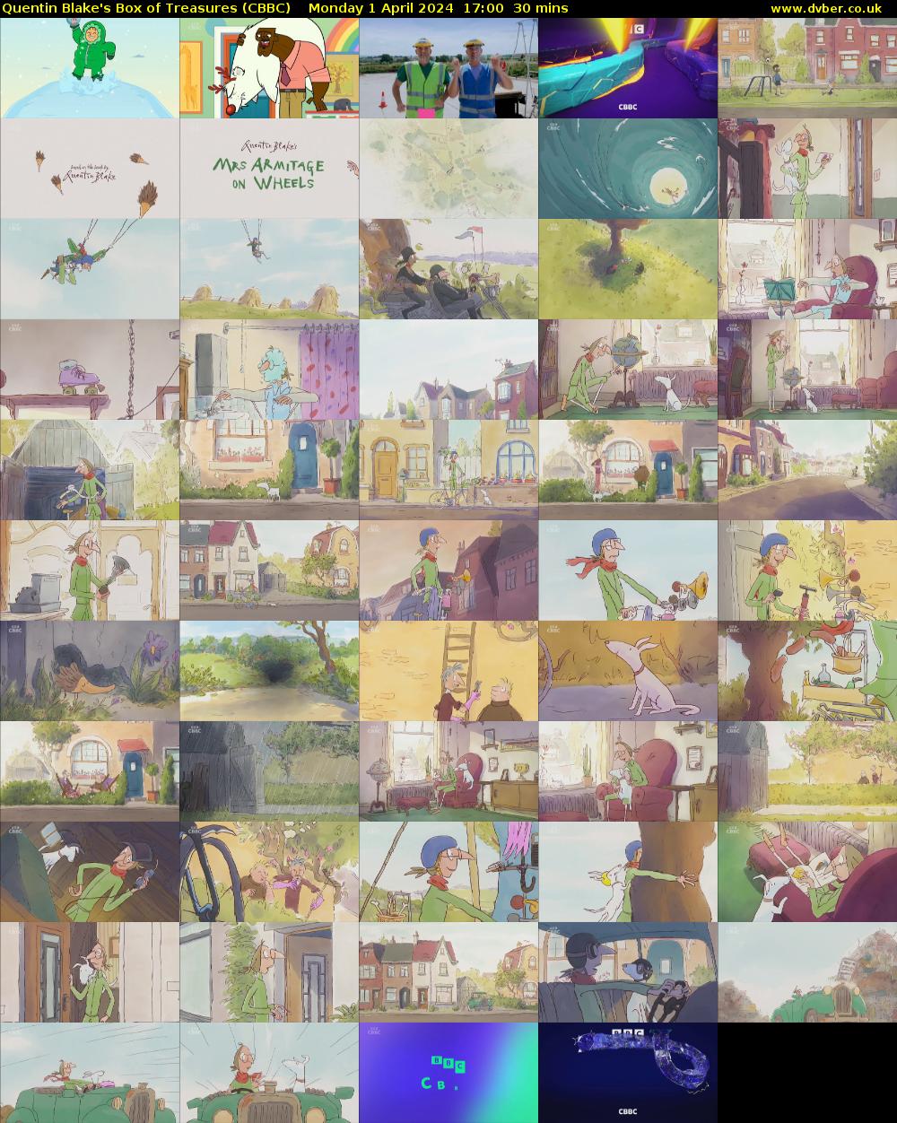 Quentin Blake's Box of Treasures (CBBC) Monday 1 April 2024 17:00 - 17:30