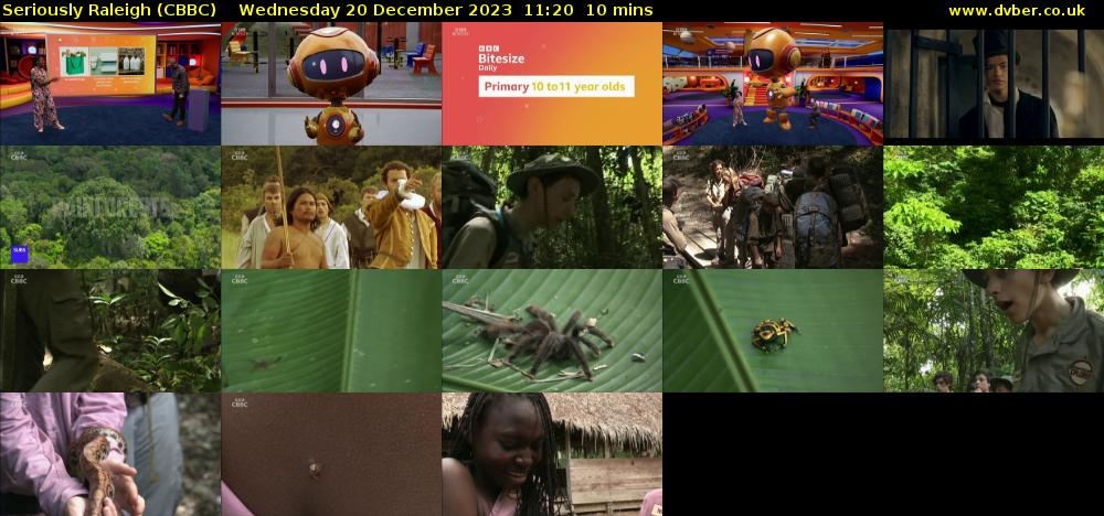 Seriously Raleigh (CBBC) Wednesday 20 December 2023 11:20 - 11:30